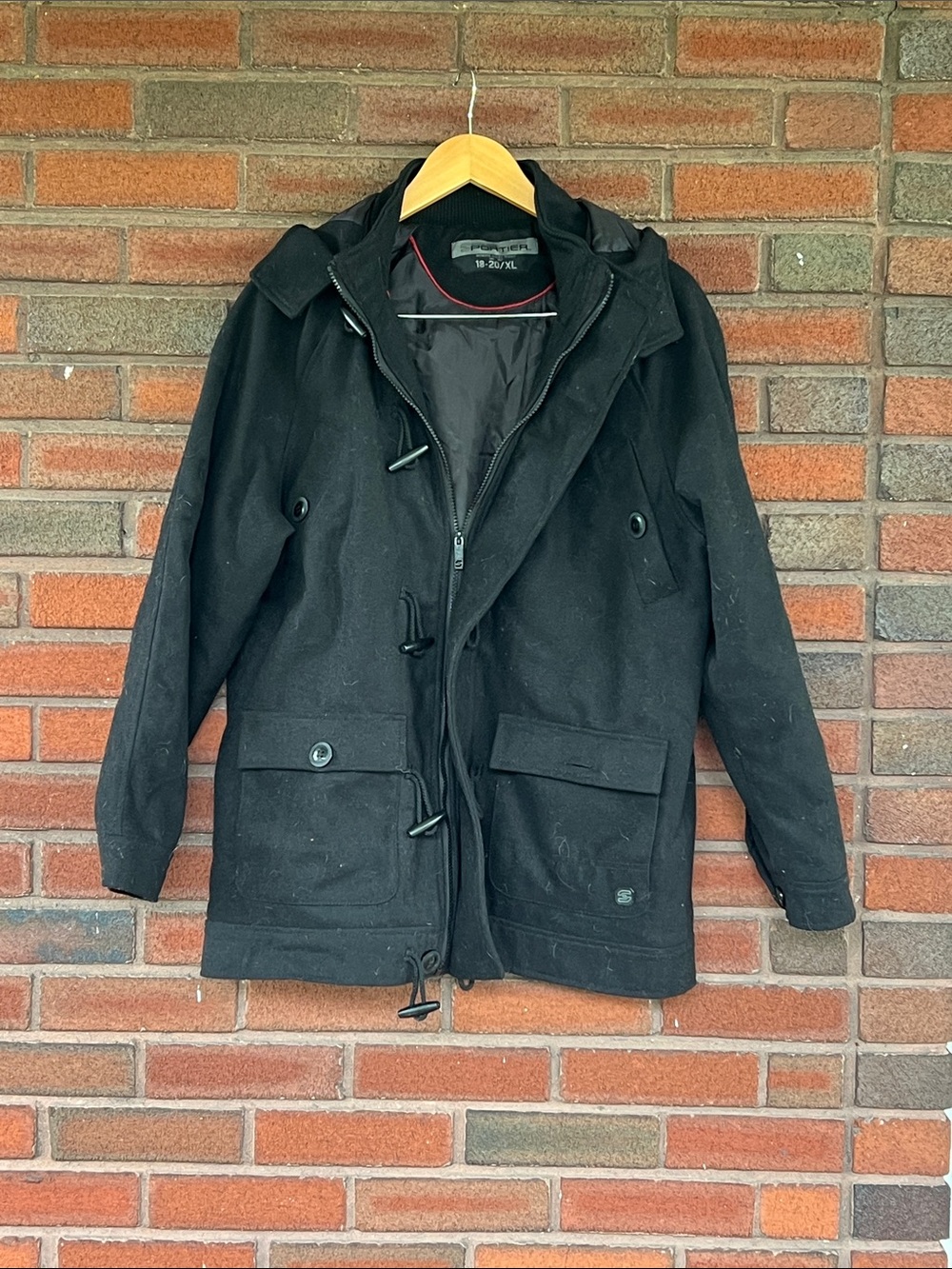 Black Kids Military-Style Hooded Field Jacket